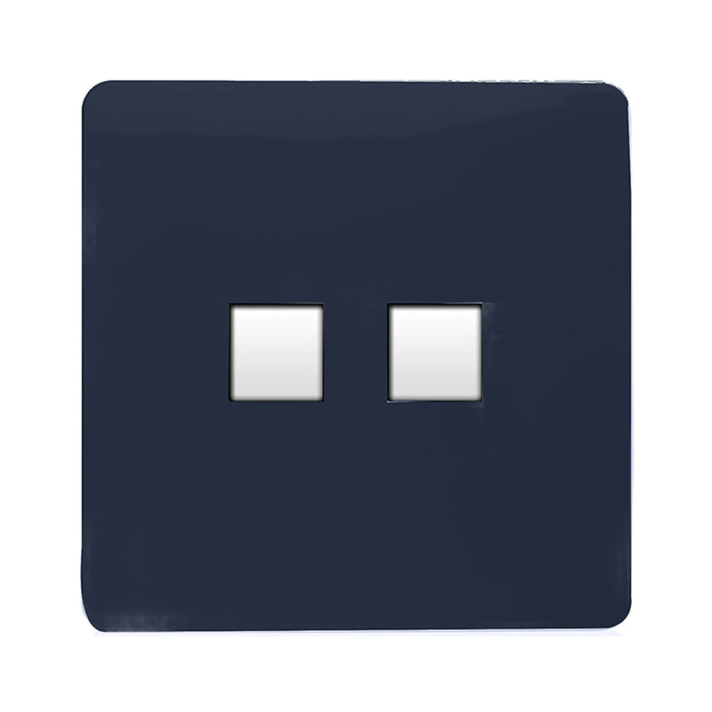 Trendi, Artistic Modern RJ11 Telephone & PC Ethernet Navy Blue Finish, BRITISH MADE, (35mm Back Box Required), 5yrs Warranty • ART-TLP+PCNV
