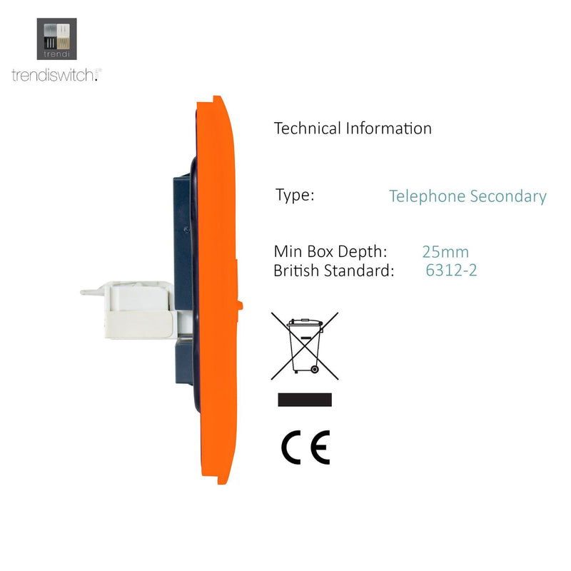 Trendi, Artistic Modern Twin PC Ethernet Cat 5&6 Data Outlet Orange Finish, BRITISH MADE, (35mm Back Box Required), 5yrs Warranty • ART-2PCOR