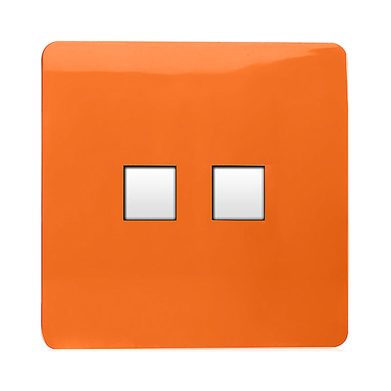 Trendi, Artistic Modern RJ11 Telephone & PC Ethernet Orange Finish, BRITISH MADE, (35mm Back Box Required), 5yrs Warranty • ART-TLP+PCOR