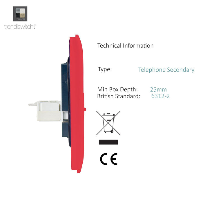 Trendi, Artistic Modern Twin PC Ethernet Cat 5&6 Data Outlet Strawberry Finish, BRITISH MADE, (35mm Back Box Required), 5yrs Warranty • ART-2PCSB