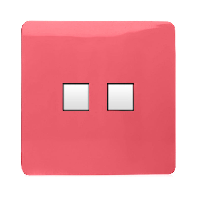 Trendi, Artistic Modern RJ11 Telephone & PC Ethernet Strawberry Finish, BRITISH MADE, (35mm Back Box Required), 5yrs Warranty • ART-TLP+PCSB
