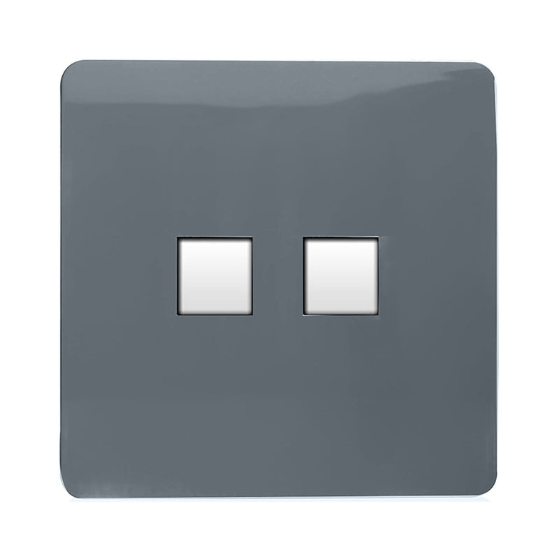 Trendi, Artistic Modern RJ11 Telephone & PC Ethernet Warm Grey Finish, BRITISH MADE, (35mm Back Box Required), 5yrs Warranty • ART-TLP+PCWG