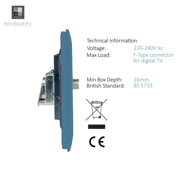 Trendi, Artistic Modern 2 Gang Male F-Type Satellite Television Socket Sky, (25mm Back Box Required), 5yrs Warranty • ART-2SATSK