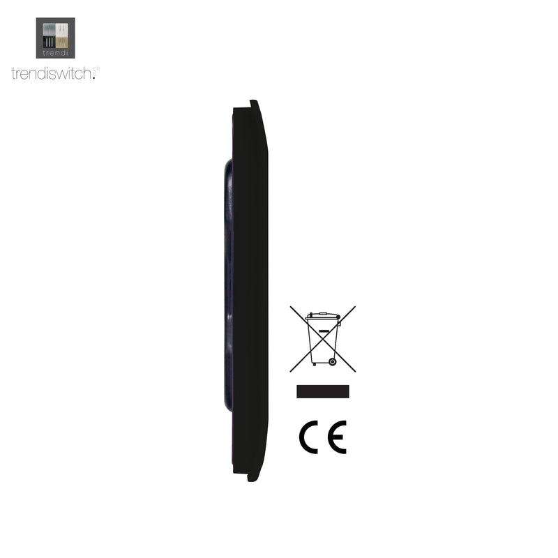 Trendi, Artistic Modern 1 Gang Blanking Plate Gloss Black Finish, BRITISH MADE, (25mm Back Box Required), 5yrs Warranty • ART-BLKBK