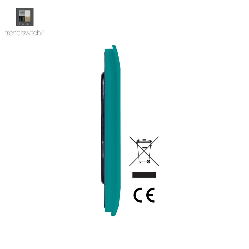 Trendi, Artistic Modern 1 Gang Blanking Plate Bright Teal Finish, BRITISH MADE, (25mm Back Box Required), 5yrs Warranty • ART-BLKBT
