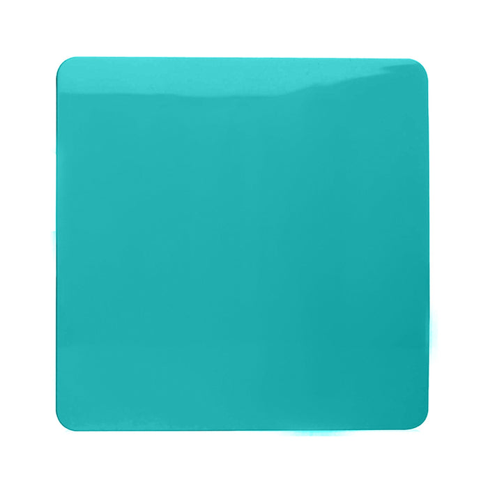 Trendi, Artistic Modern 1 Gang Blanking Plate Bright Teal Finish, BRITISH MADE, (25mm Back Box Required), 5yrs Warranty • ART-BLKBT