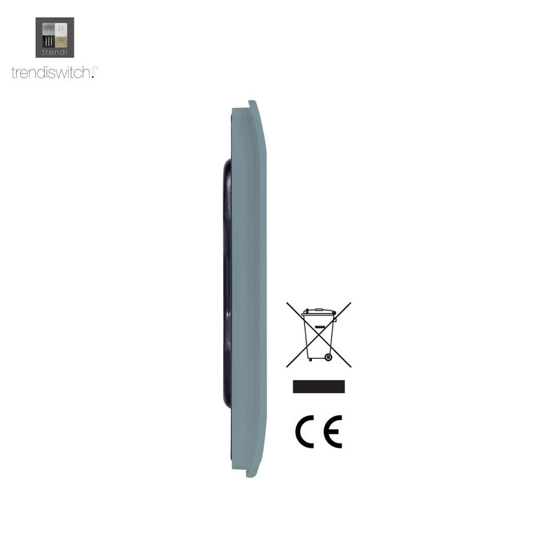 Trendi, Artistic Modern 1 Gang Blanking Plate Cool Grey Finish, BRITISH MADE, (25mm Back Box Required), 5yrs Warranty • ART-BLKCG