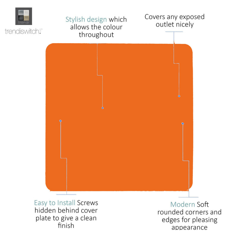 Trendi, Artistic Modern 1 Gang Blanking Plate Orange Finish, BRITISH MADE, (25mm Back Box Required), 5yrs Warranty • ART-BLKOR