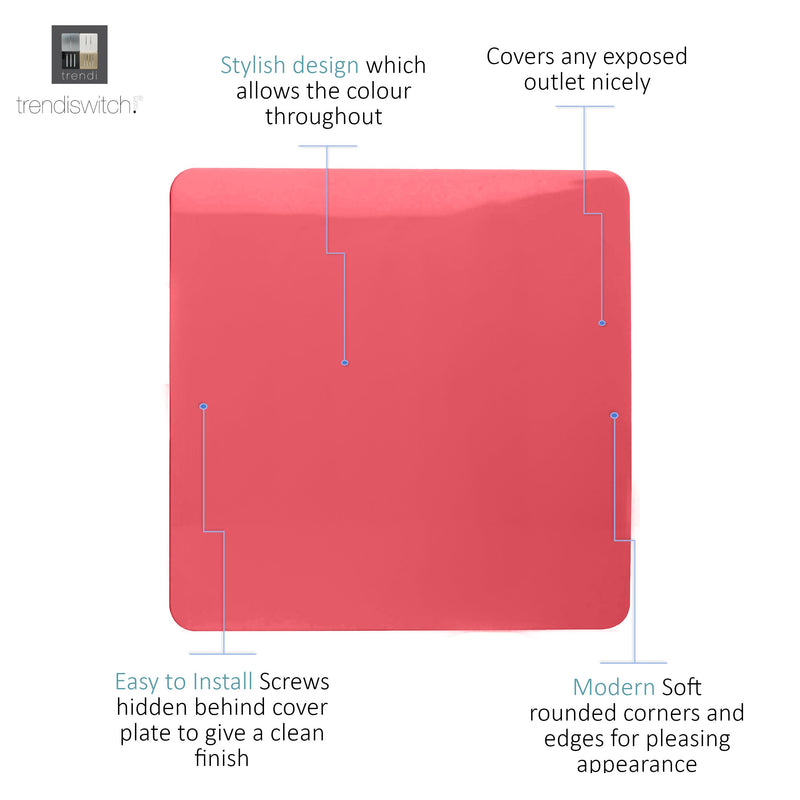 Trendi, Artistic Modern 1 Gang Blanking Plate Strawberry Finish, BRITISH MADE, (25mm Back Box Required), 5yrs Warranty • ART-BLKSB