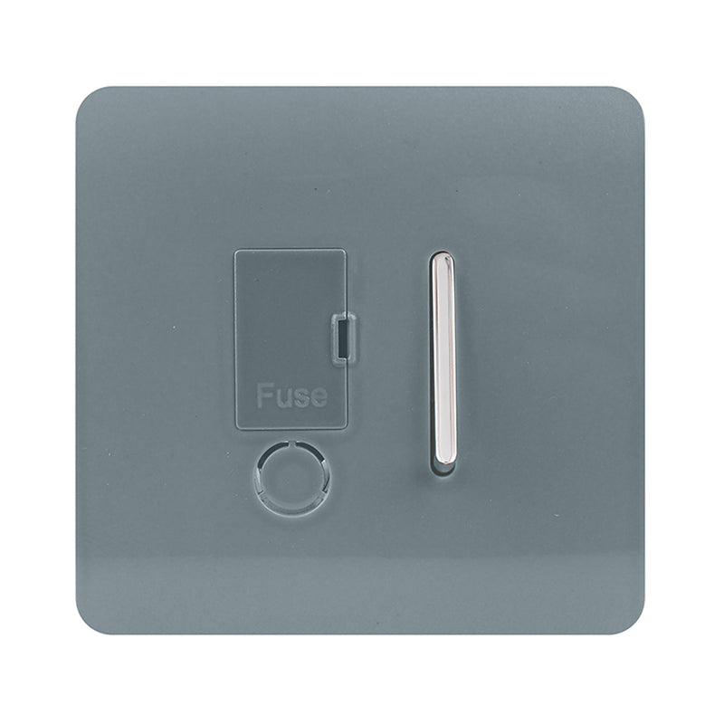 Trendi, Artistic Modern Switch Fused Spur 13A With Flex Outlet Cool Grey Finish, BRITISH MADE, (35mm Back Box Required), 5yrs Warranty • ART-FSCG