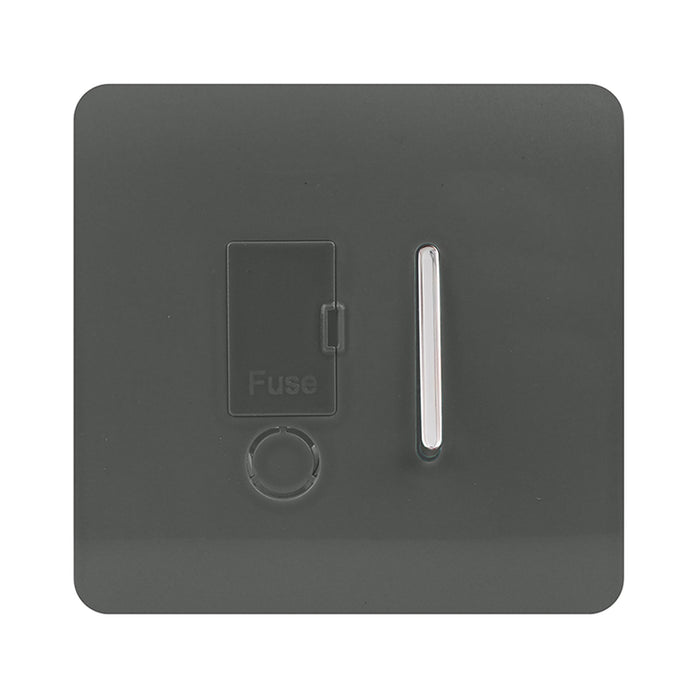 Trendi, Artistic Modern Switch Fused Spur 13A With Flex Outlet Charcoal Finish, BRITISH MADE, (35mm Back Box Required), 5yrs Warranty • ART-FSCH