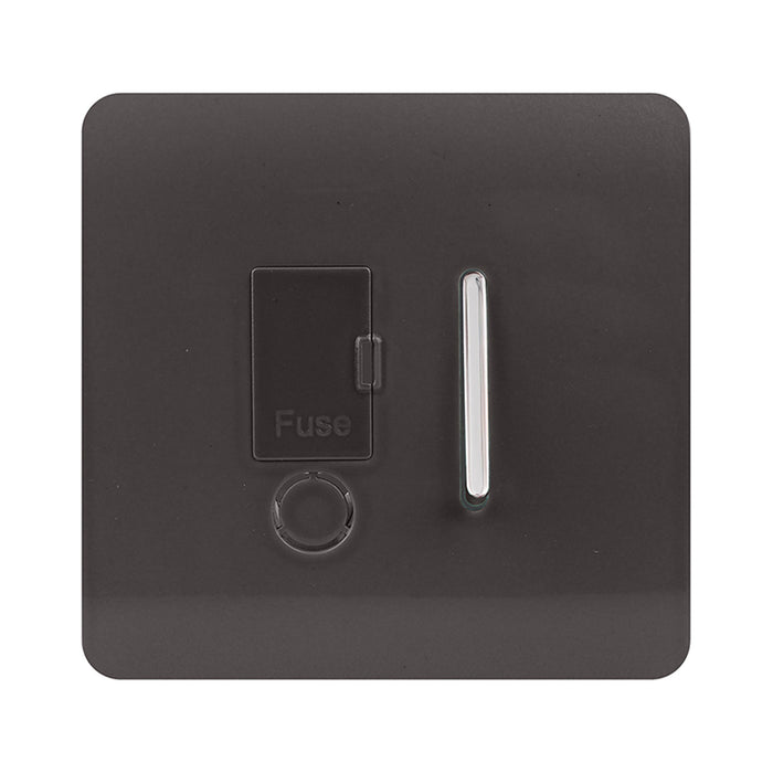 Trendi, Artistic Modern Switch Fused Spur 13A With Flex Outlet Dark Brown Finish, BRITISH MADE, (35mm Back Box Required), 5yrs Warranty • ART-FSDB