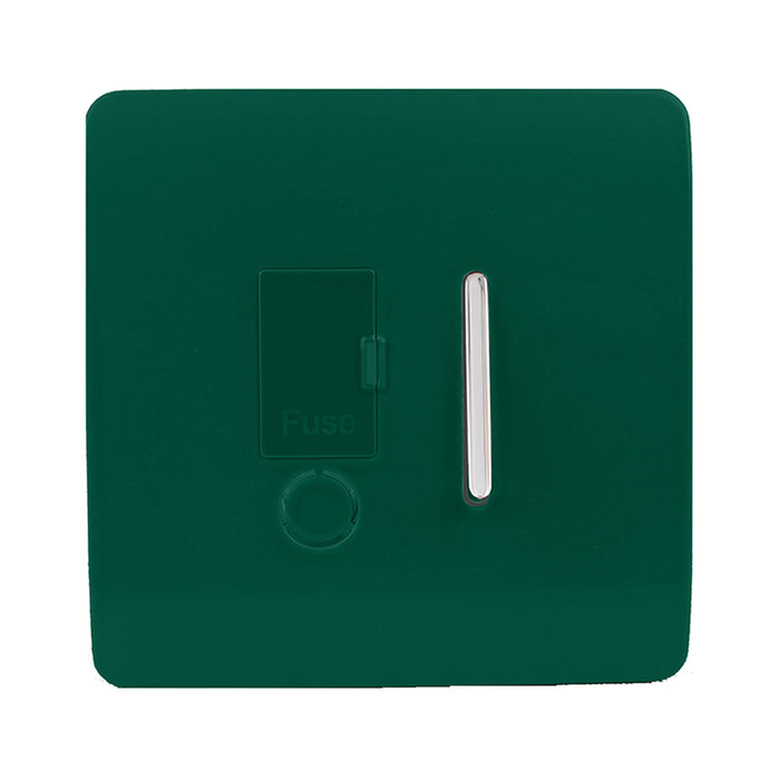 Trendi, Artistic Modern Switch Fused Spur 13A With Flex Outlet Dark Green Finish, BRITISH MADE, (35mm Back Box Required), 5yrs Warranty • ART-FSDG