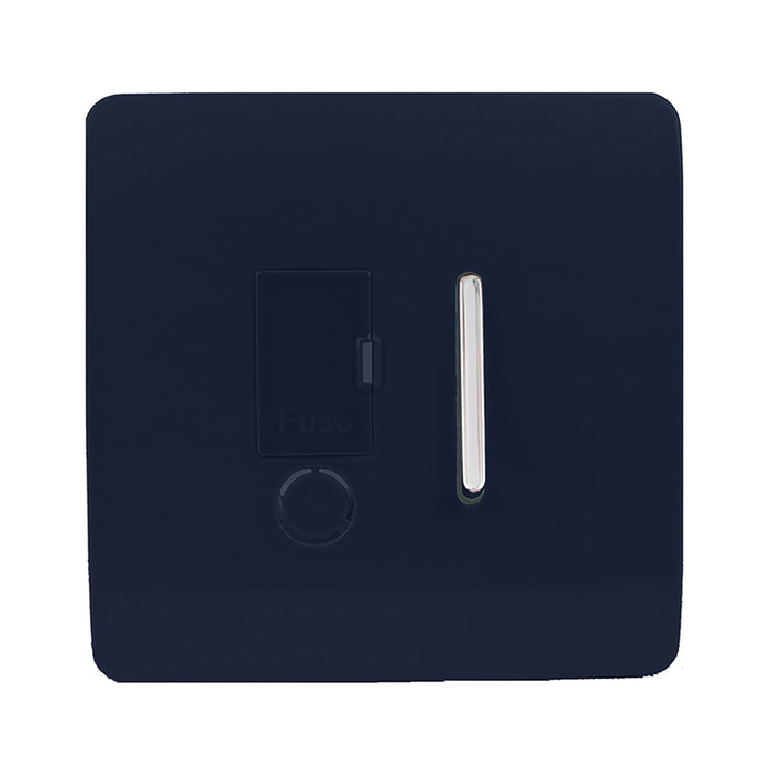 Trendi, Artistic Modern Switch Fused Spur 13A With Flex Outlet Navy Blue Finish, BRITISH MADE, (35mm Back Box Required), 5yrs Warranty • ART-FSNV