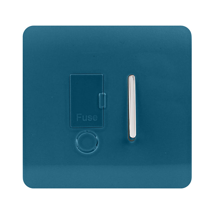 Trendi, Artistic Modern Switch Fused Spur 13A With Flex Outlet Ocean Blue Finish, BRITISH MADE, (35mm Back Box Required), 5yrs Warranty • ART-FSOB