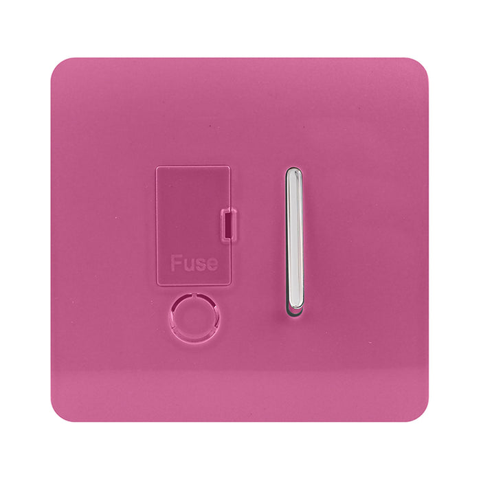 Trendi, Artistic Modern Switch Fused Spur 13A With Flex Outlet Pink Finish, BRITISH MADE, (35mm Back Box Required), 5yrs Warranty • ART-FSPK