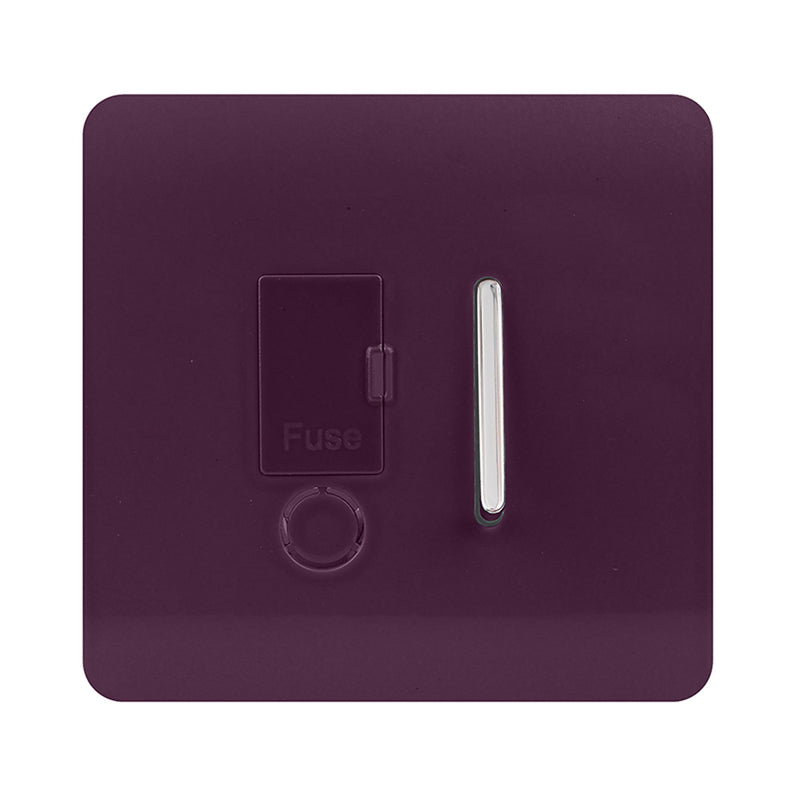 Trendi, Artistic Modern Switch Fused Spur 13A With Flex Outlet Plum Finish, BRITISH MADE, (35mm Back Box Required), 5yrs Warranty • ART-FSPL