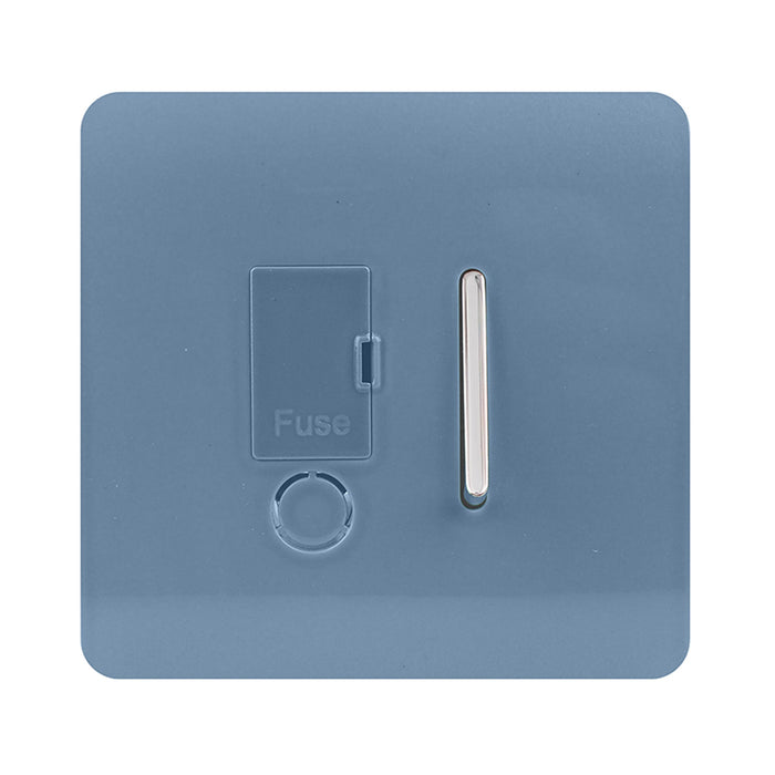 Trendi, Artistic Modern Switch Fused Spur 13A With Flex Outlet Sky Finish, BRITISH MADE, (35mm Back Box Required), 5yrs Warranty • ART-FSSK