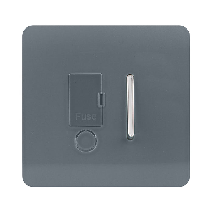 Trendi, Artistic Modern Switch Fused Spur 13A With Flex Outlet Warm Grey Finish, BRITISH MADE, (35mm Back Box Required), 5yrs Warranty • ART-FSWG
