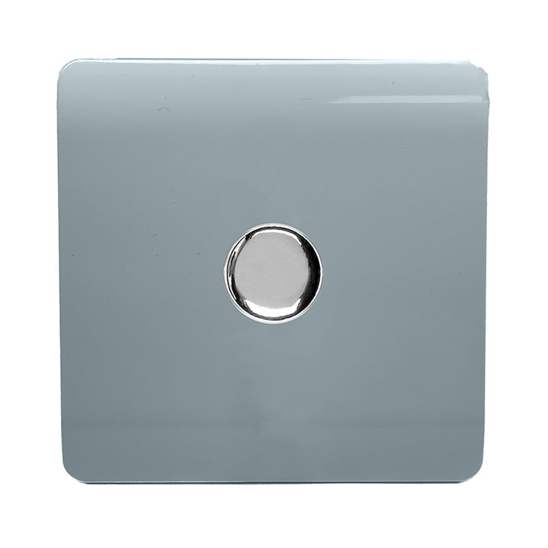 Trendi, Artistic Modern 1 Gang 1 Way LED Dimmer Switch 5-150W LED / 120W Tungsten, Cool Grey Finish, (35mm Back Box Required), 5yrs Warranty • ART-LDMCG