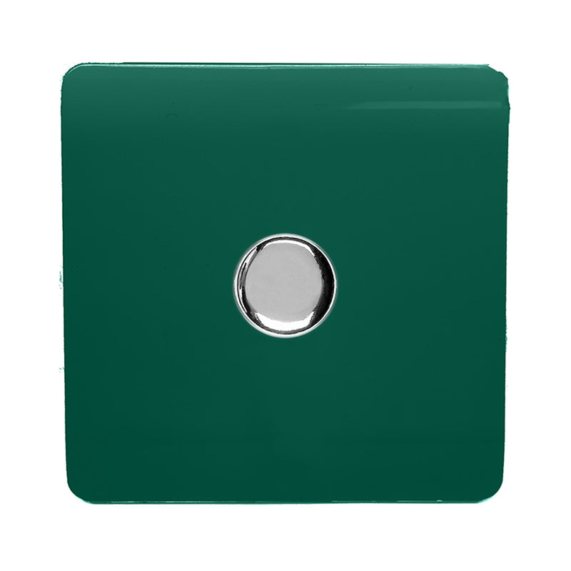 Trendi, Artistic Modern 1 Gang 1 Way LED Dimmer Switch 5-150W LED / 120W Tungsten, Dark Green Finish, (35mm Back Box Required), 5yrs Warranty • ART-LDMDG