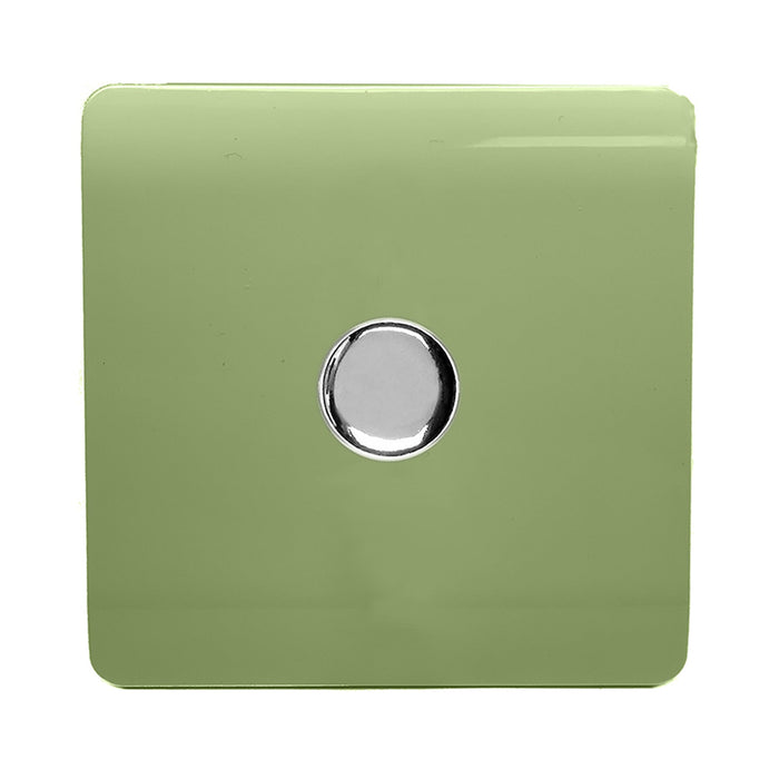 Trendi, Artistic Modern 1 Gang 1 Way LED Dimmer Switch 5-150W LED / 120W Tungsten, Moss Green Finish, (35mm Back Box Required), 5yrs Warranty • ART-LDMMG