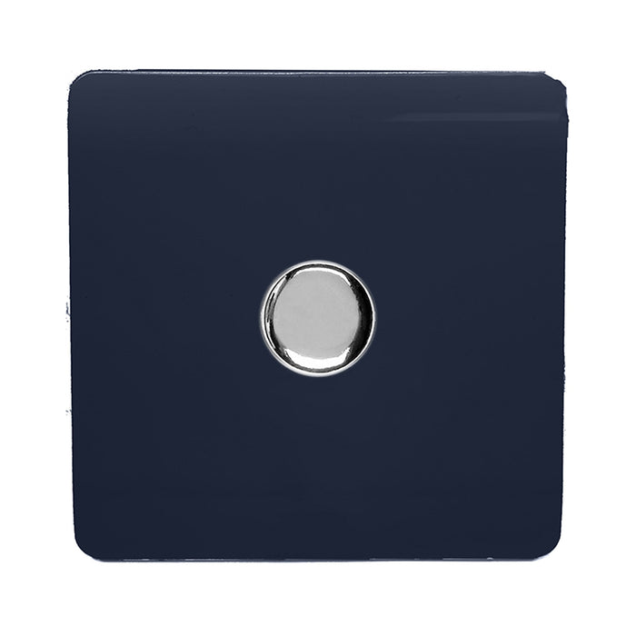 Trendi, Artistic Modern 1 Gang 1 Way LED Dimmer Switch, 5-150W Load Navy Blue/Chrome Finish, (35mm Back Box Required), 5yrs Warranty • ART-LDMNV