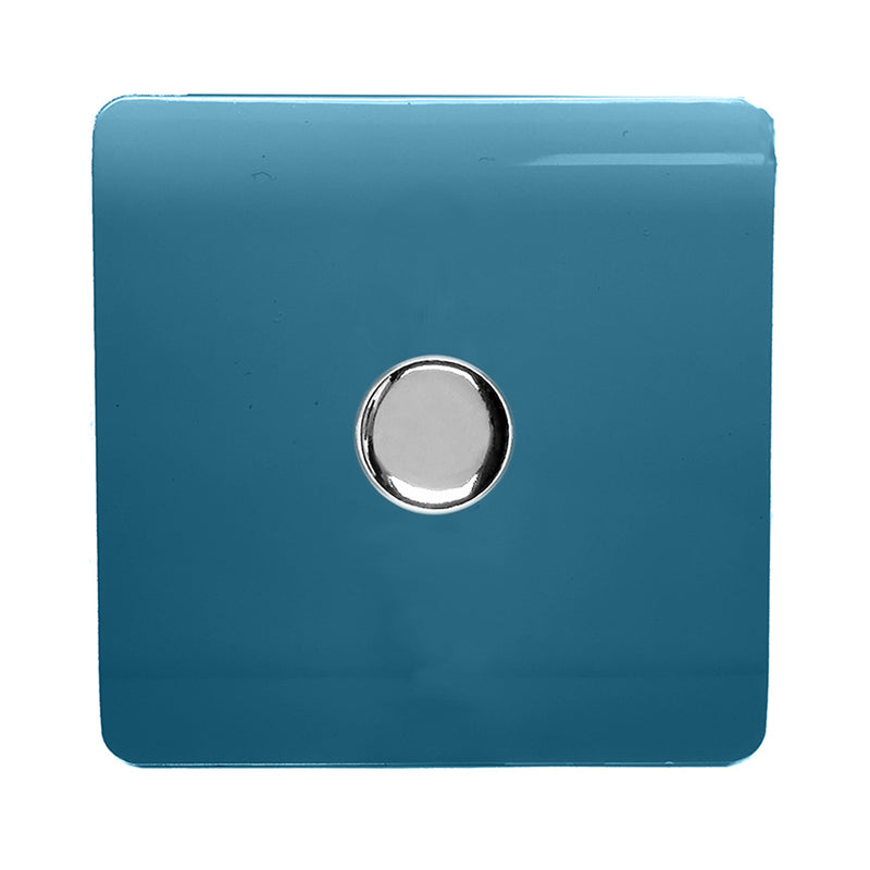 Trendi, Artistic Modern 1 Gang 1 Way LED Dimmer Switch 5-150W LED / 120W Tungsten, Ocean Blue Finish, (35mm Back Box Required), 5yrs Warranty • ART-LDMOB