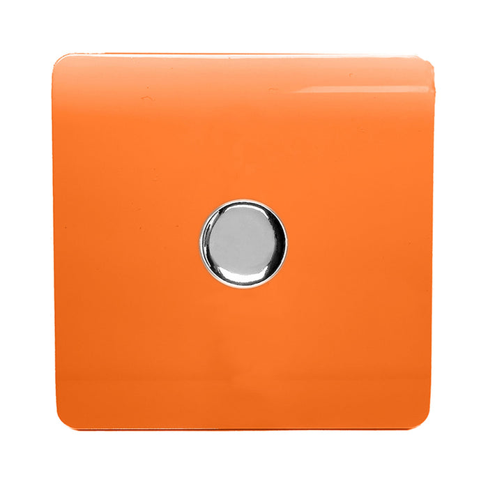 Trendi, Artistic Modern 1 Gang 1 Way LED Dimmer Switch 5-150W LED / 120W Tungsten, Orange Finish, (35mm Back Box Required), 5yrs Warranty • ART-LDMOR