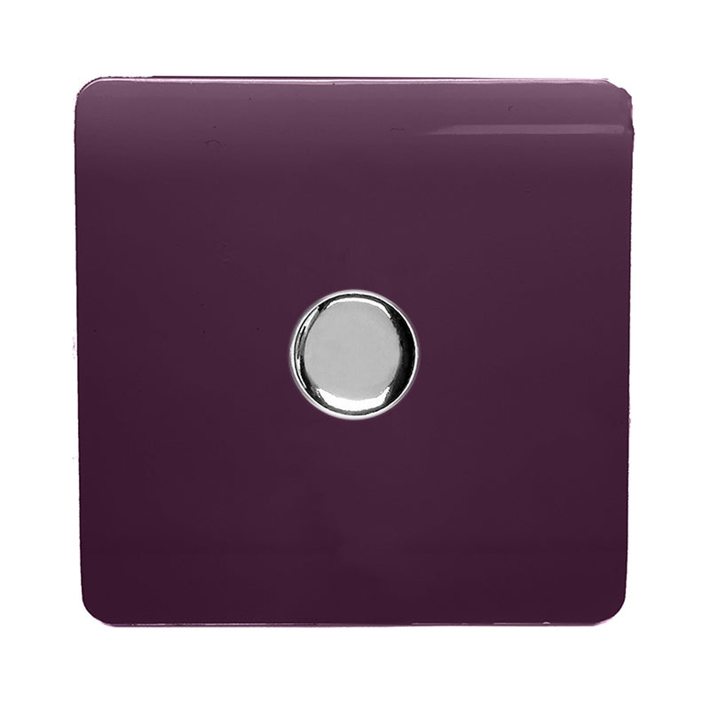 Trendi, Artistic Modern 1 Gang 1 Way LED Dimmer Switch 5-150W LED / 120W Tungsten, Plum Finish, (35mm Back Box Required), 5yrs Warranty • ART-LDMPL