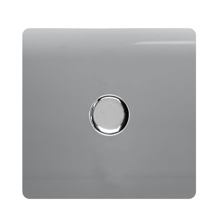 Trendi, Artistic Modern 1 Gang 1 Way LED Dimmer Switch 5-150W LED / 120W Tungsten, Silver/Chrome Finish, (35mm Back Box Required), 5yrs Warranty • ART-LDMSI