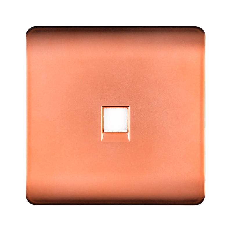 Trendi, Artistic Modern 1 Gang RJ11 Telephone Copper Finish, BRITISH MADE, (35mm Back Box Required), 5yrs Warranty • ART-TLPCPR