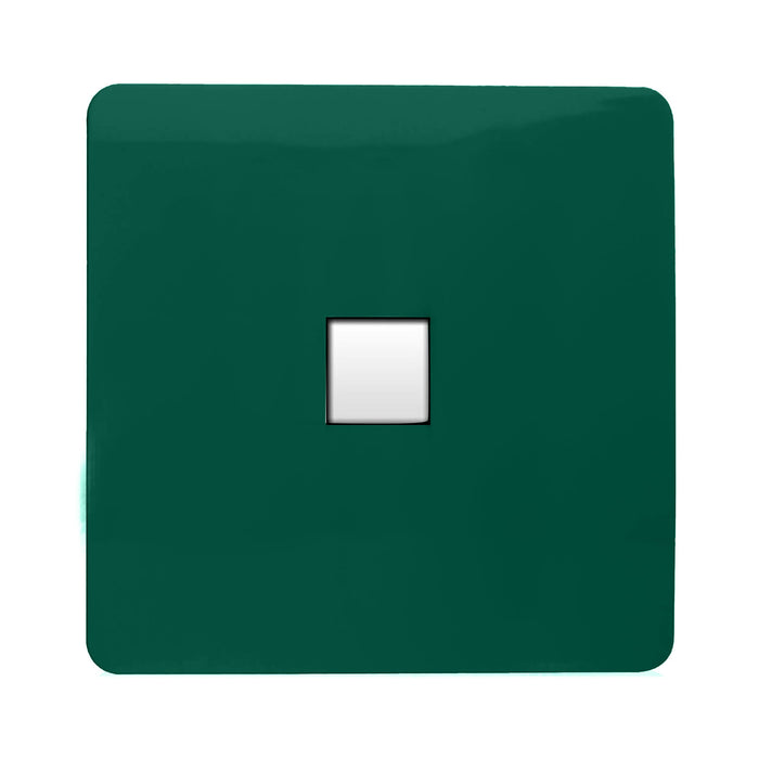 Trendi, Artistic Modern Single PC Ethernet Cat 5 & 6 Data Outlet Dark Green Finish, BRITISH MADE, (35mm Back Box Required), 5yrs Warranty • ART-PCDG