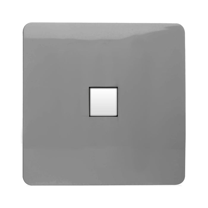 Trendi, Artistic Modern Single PC Ethernet Cat 5 & 6 Data Outlet Light Grey Finish, BRITISH MADE, (35mm Back Box Required), 5yrs Warranty • ART-PCLG