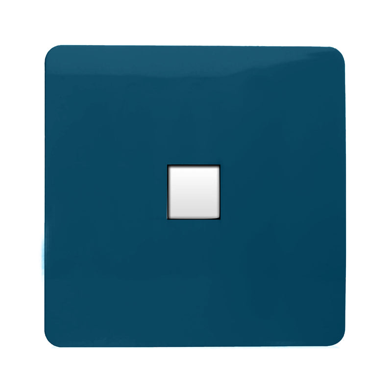 Trendi, Artistic Modern 1 Gang RJ11 Telephone Midnight Blue Finish, BRITISH MADE, (35mm Back Box Required), 5yrs Warranty • ART-TLPMD