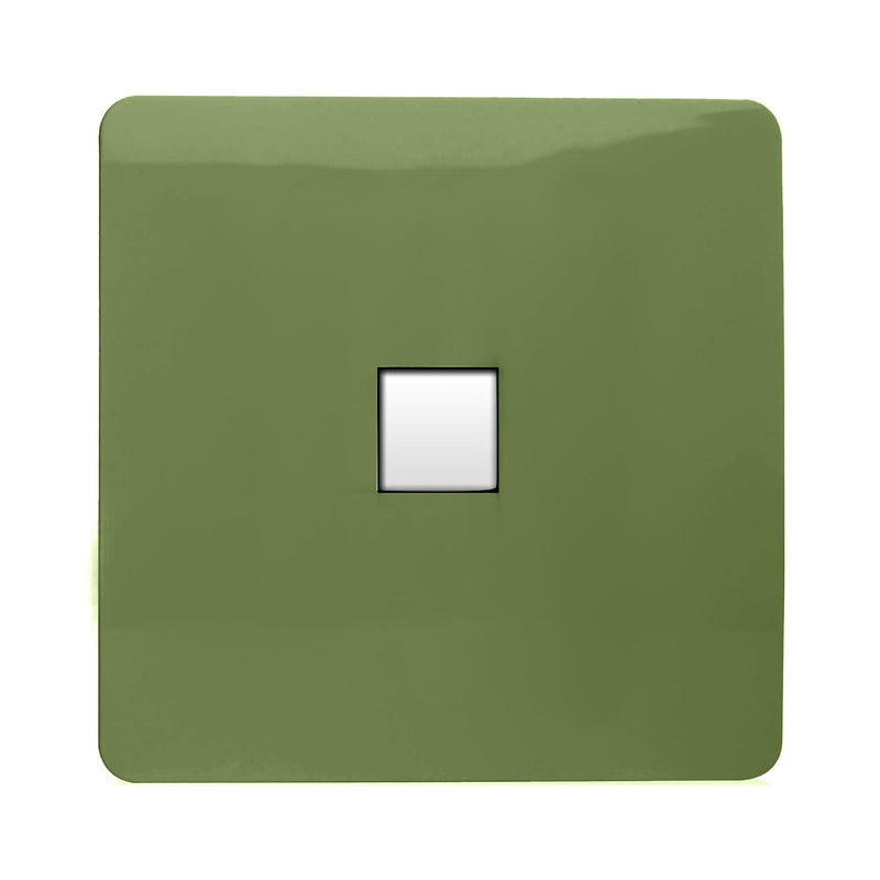 Trendi, Artistic Modern 1 Gang RJ11 Telephone Moss Green Finish, BRITISH MADE, (35mm Back Box Required), 5yrs Warranty • ART-TLPMG
