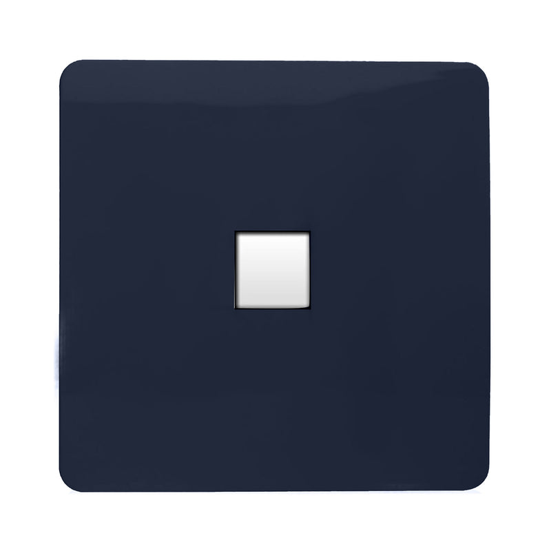 Trendi, Artistic Modern Single PC Ethernet Cat 5 & 6 Data Outlet Navy Blue Finish, BRITISH MADE, (35mm Back Box Required), 5yrs Warranty • ART-PCNV