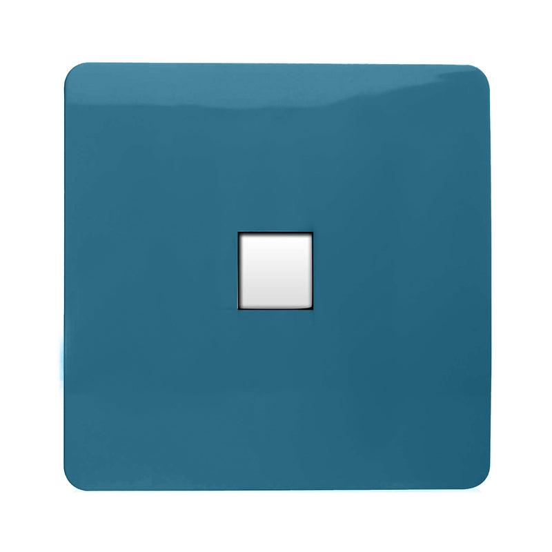 Trendi, Artistic Modern Single PC Ethernet Cat 5 & 6 Data Outlet Ocean Blue Finish, BRITISH MADE, (35mm Back Box Required), 5yrs Warranty • ART-PCOB