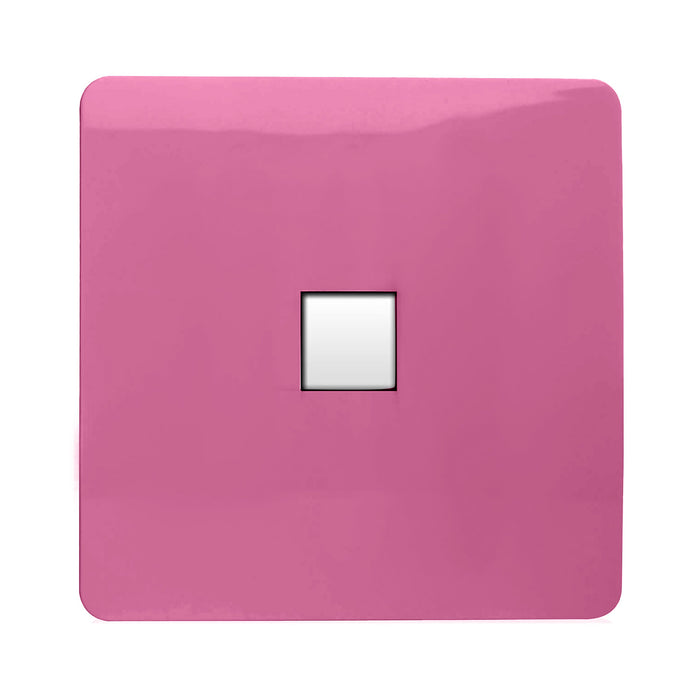 Trendi, Artistic Modern Single PC Ethernet Cat 5 & 6 Data Outlet Pink Finish, BRITISH MADE, (35mm Back Box Required), 5yrs Warranty • ART-PCPK