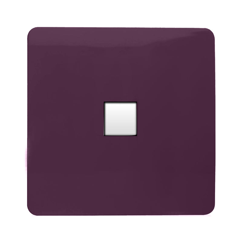 Trendi, Artistic Modern 1 Gang RJ11 Telephone Plum Finish, BRITISH MADE, (35mm Back Box Required), 5yrs Warranty • ART-TLPPL