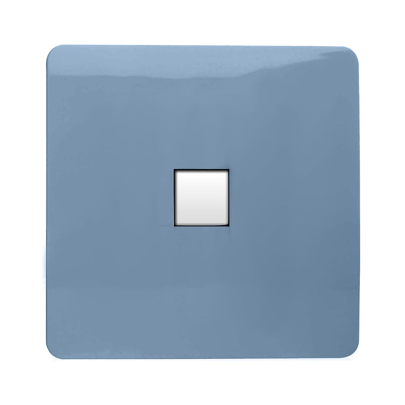 Trendi, Artistic Modern 1 Gang RJ11 Telephone Sky Finish, BRITISH MADE, (35mm Back Box Required), 5yrs Warranty • ART-TLPSK