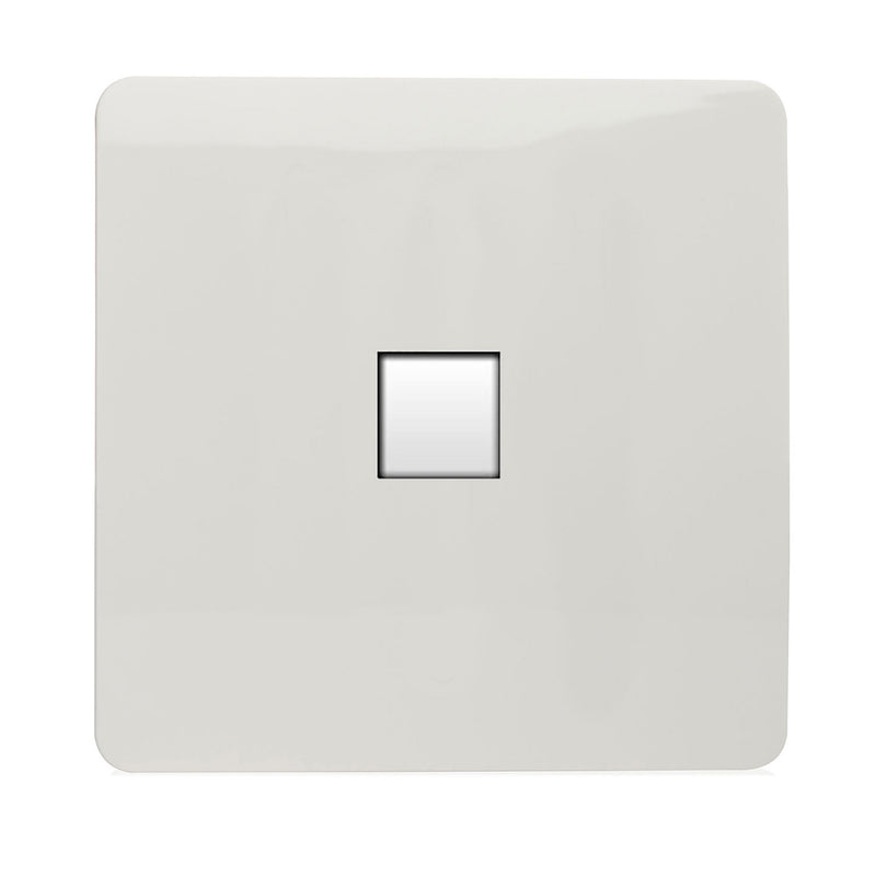 Trendi, Artistic Modern Single PC Ethernet Cat 5 & 6 Data Outlet Gloss White Finish, BRITISH MADE, (35mm Back Box Required), 5yrs Warranty • ART-PCWH