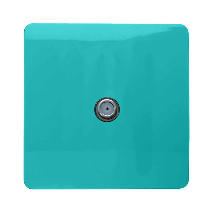 Trendi, Artistic Modern F-Type Satellite 1 Gang Bright Teal Finish, BRITISH MADE, (25mm Back Box Required), 5yrs Warranty • ART-SATBT