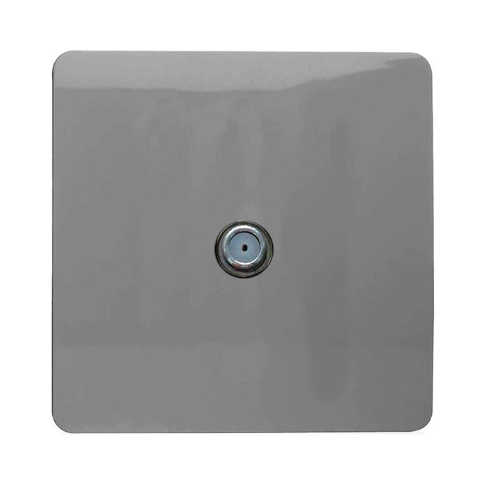 Trendi, Artistic Modern F-Type Satellite 1 Gang Light Grey Finish, BRITISH MADE, (25mm Back Box Required), 5yrs Warranty • ART-SATLG