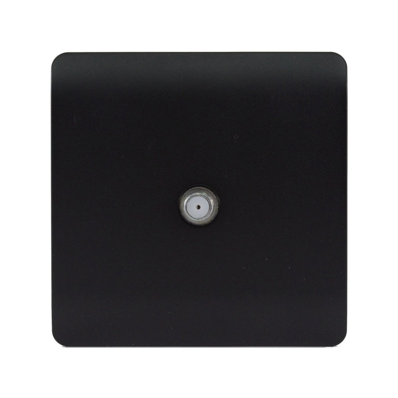 Trendi, Artistic Modern F-Type Satellite 1 Gang Matt Black Finish, BRITISH MADE, (25mm Back Box Required), 5yrs Warranty • ART-SATMBK