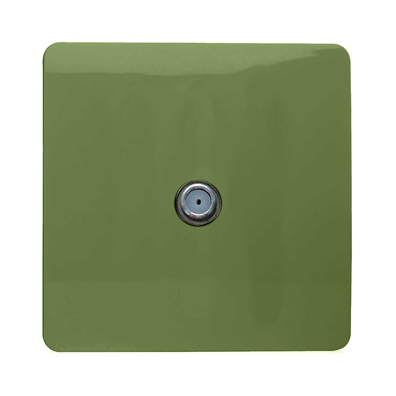Trendi, Artistic Modern F-Type Satellite 1 Gang Moss Green Finish, BRITISH MADE, (25mm Back Box Required), 5yrs Warranty • ART-SATMG