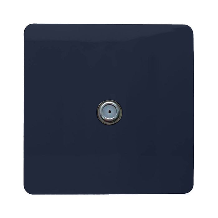 Trendi, Artistic Modern F-Type Satellite 1 Gang Navy Blue Finish, BRITISH MADE, (25mm Back Box Required), 5yrs Warranty • ART-SATNV