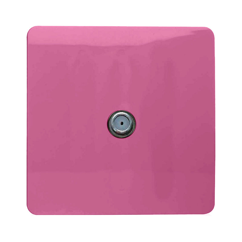 Trendi, Artistic Modern F-Type Satellite 1 Gang Pink Finish, BRITISH MADE, (25mm Back Box Required), 5yrs Warranty • ART-SATPK