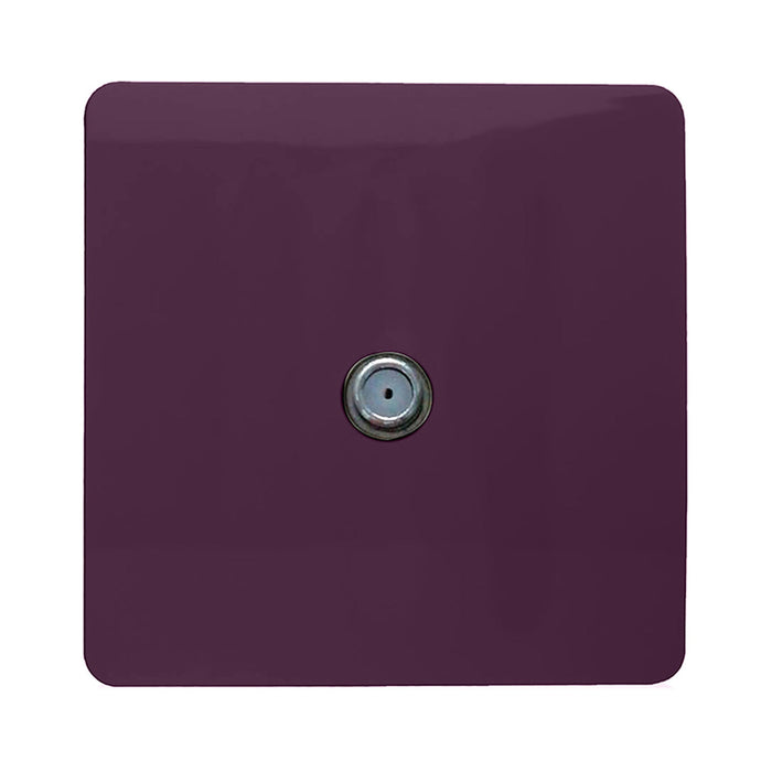 Trendi, Artistic Modern F-Type Satellite 1 Gang Plum Finish, BRITISH MADE, (25mm Back Box Required), 5yrs Warranty • ART-SATPL