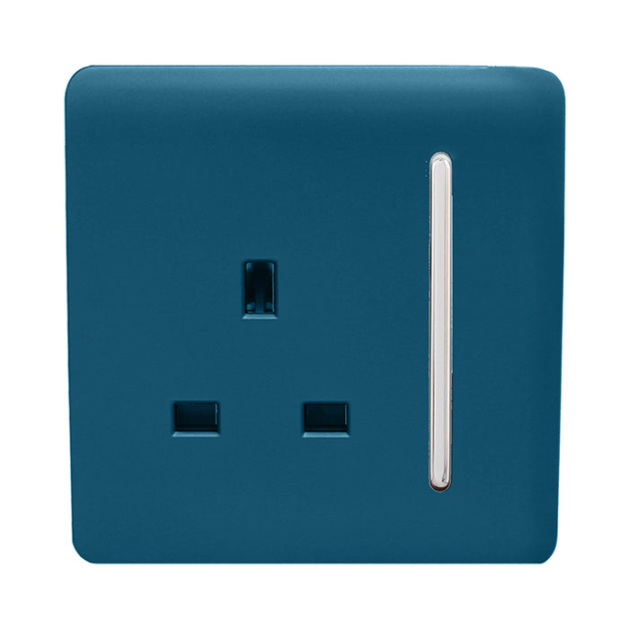 Trendi, Artistic Modern 1 Gang 13Amp Switched Socket Midnight Blue Finish, BRITISH MADE, (25mm Back Box Required), 5yrs Warranty • ART-SKT13MD